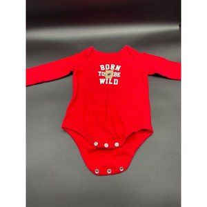 Red Little Wonders Long Sleeve Onesie "Born to Be Wild". Size 0-3 Months